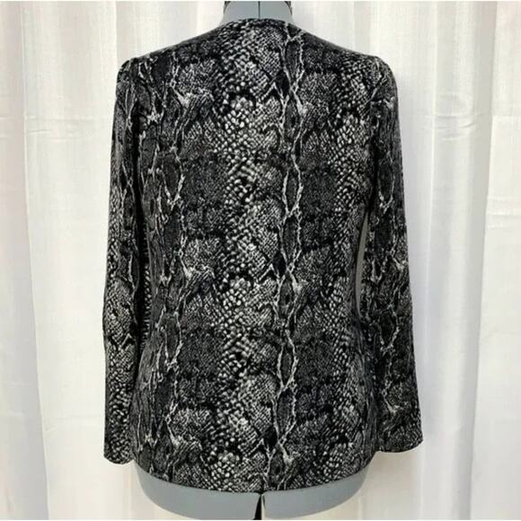 Talbots Puff Sleeve Merino Pullover Sweater Python snake Print Grey plus 2XP new - Picture 4 of 7